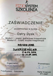 Zaświadczenie OSTRY DYSK